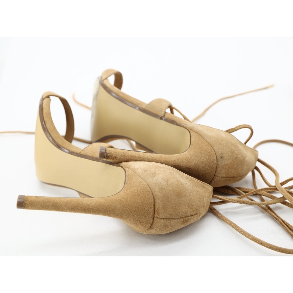 Steve Madden Presidnt Lace Up Suede Tan Stiletto Leg Wrap Sandals 7.5 - Picture 6 of 12